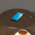 Table de chevet ouverte à 3 niveaux avec plateau en faux marbre et éclairage intégré