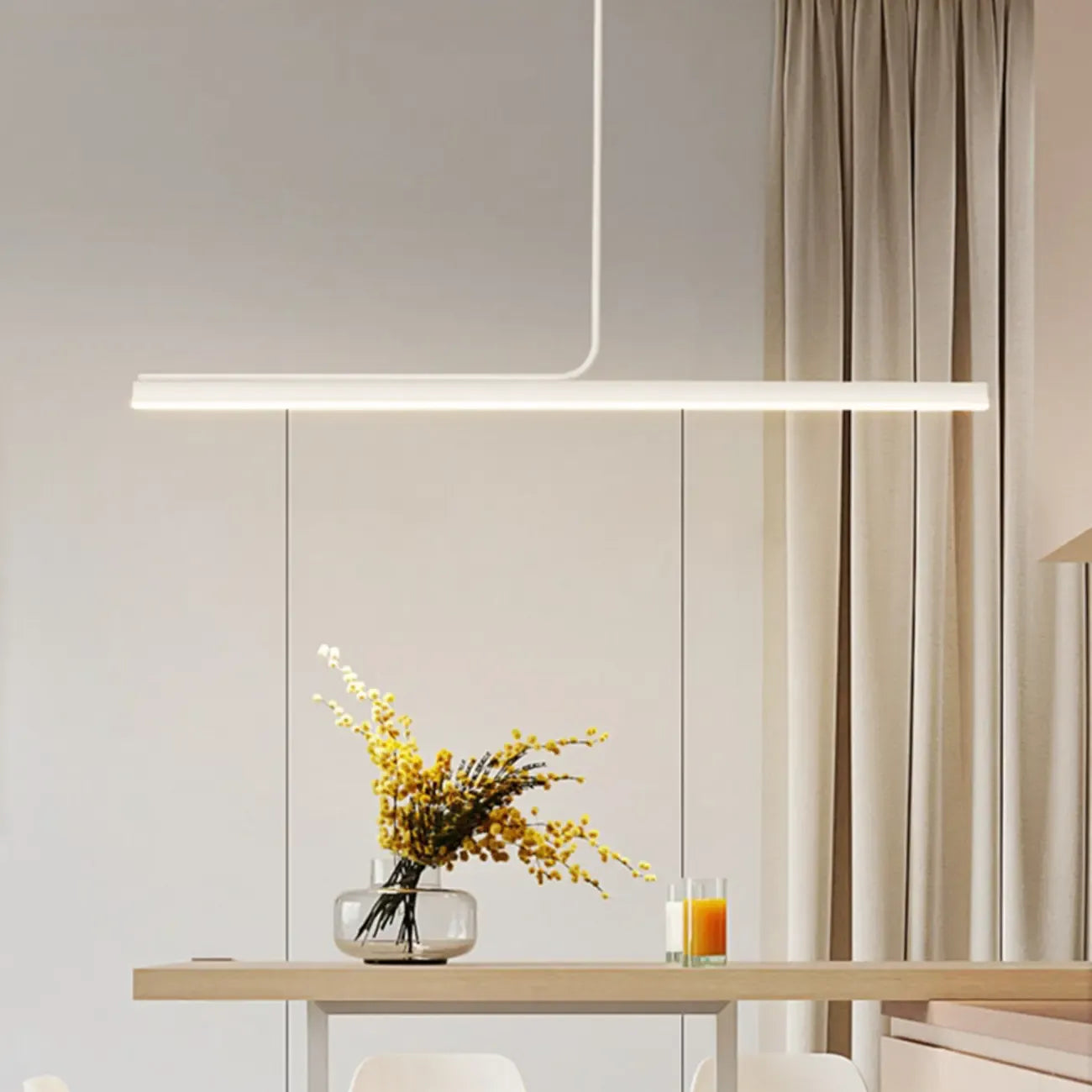 Suspension LED linéaire moderne à intensité variable en métal pour cuisine