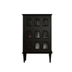 Élégant meuble de rangement d'appoint en bois noir à 9 panneaux de verre