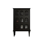 Élégant meuble de rangement d'appoint en bois noir à 9 panneaux de verre