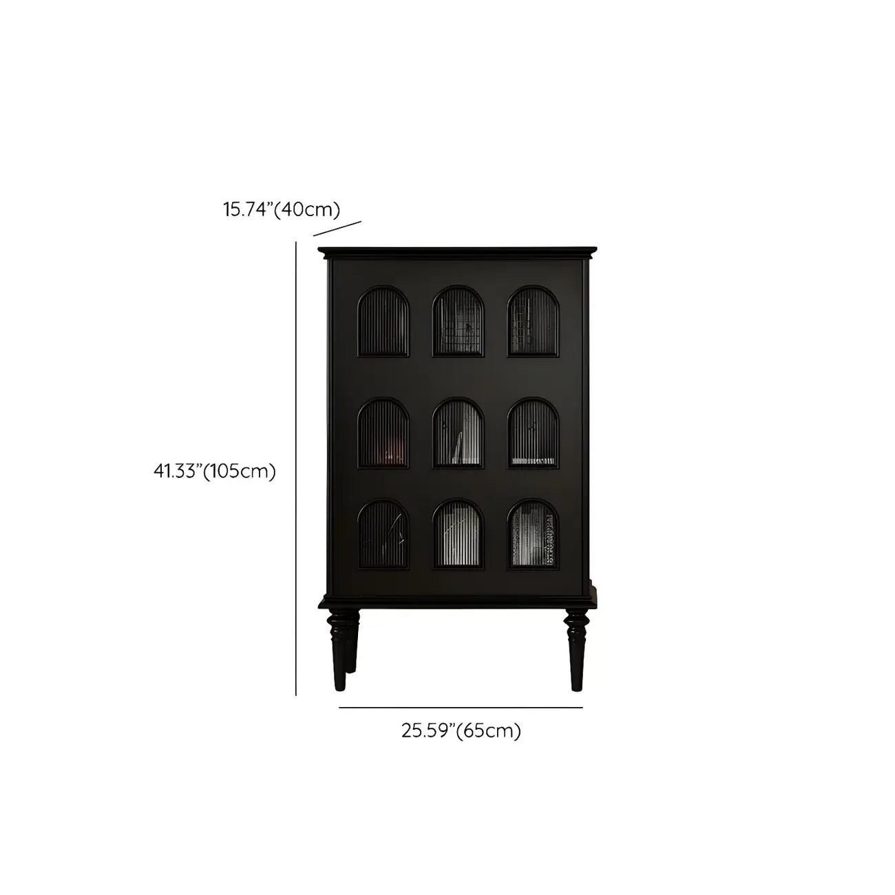 Élégant meuble de rangement d'appoint en bois noir à 9 panneaux de verre