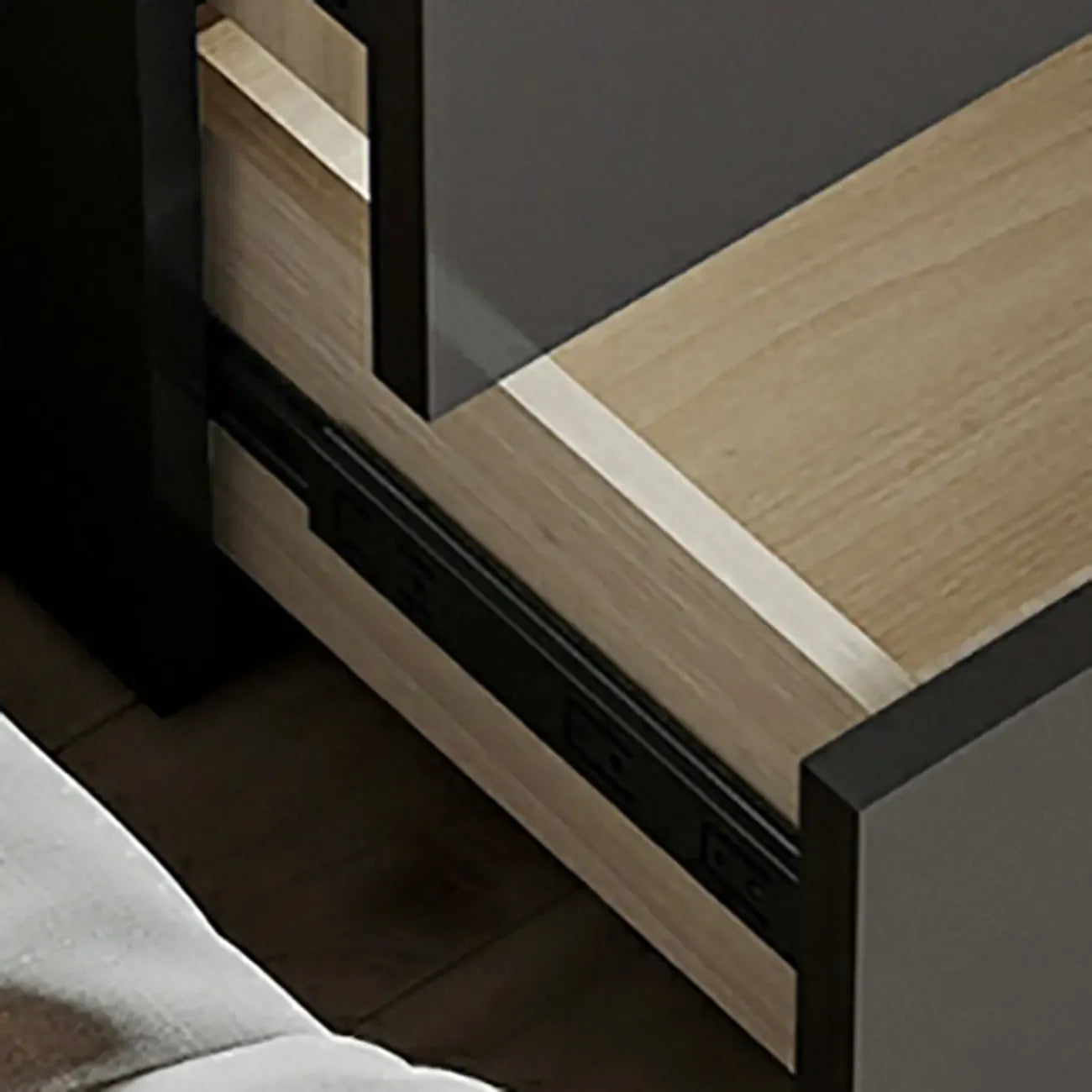 Table de chevet moderne à 2 tiroirs en bois brun sans poignée