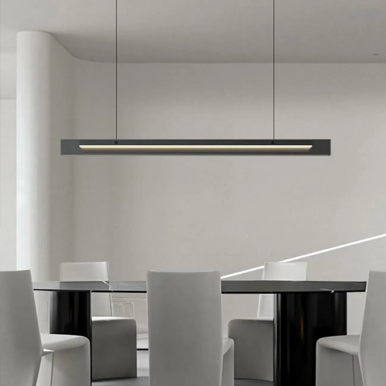 Suspension LED moderne noire à intensité variable pour îlot de cuisine