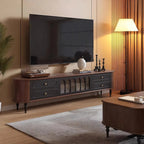 Meuble TV moderne en bois, long et à 4 tiroirs avec portes