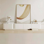 Meuble TV extensible moderne en bois blanc avec tiroirs