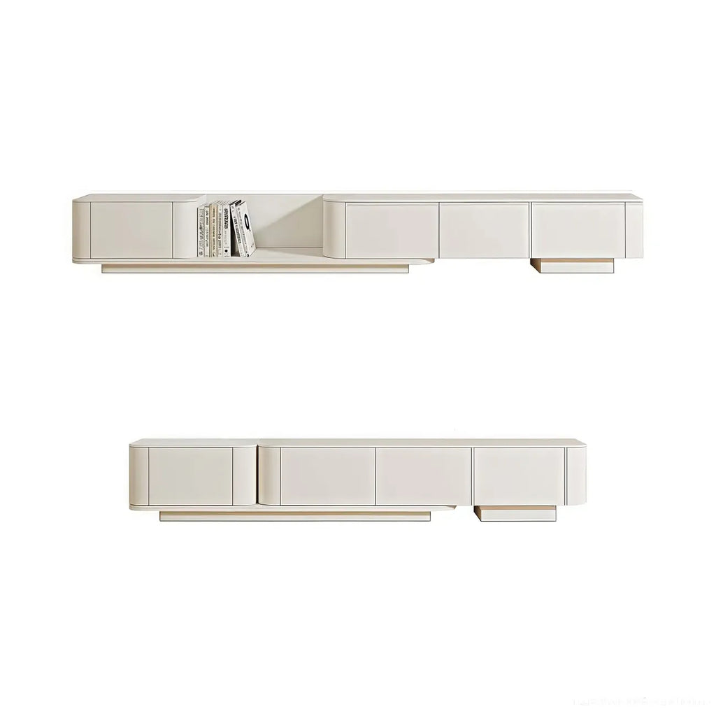 Meuble TV extensible moderne en bois blanc avec tiroirs