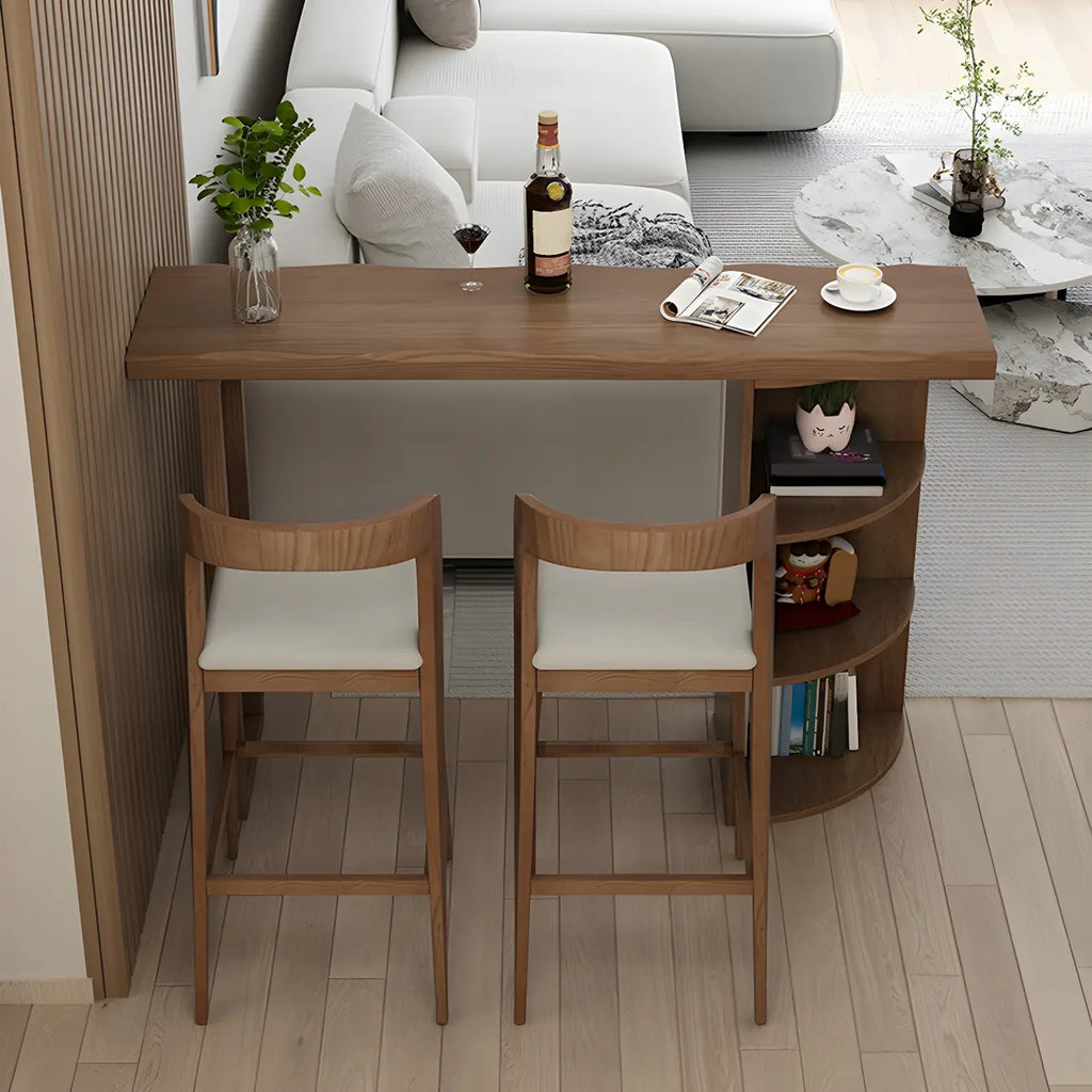 Tables de bar modernes à trois étagères en pin brun pour la maison