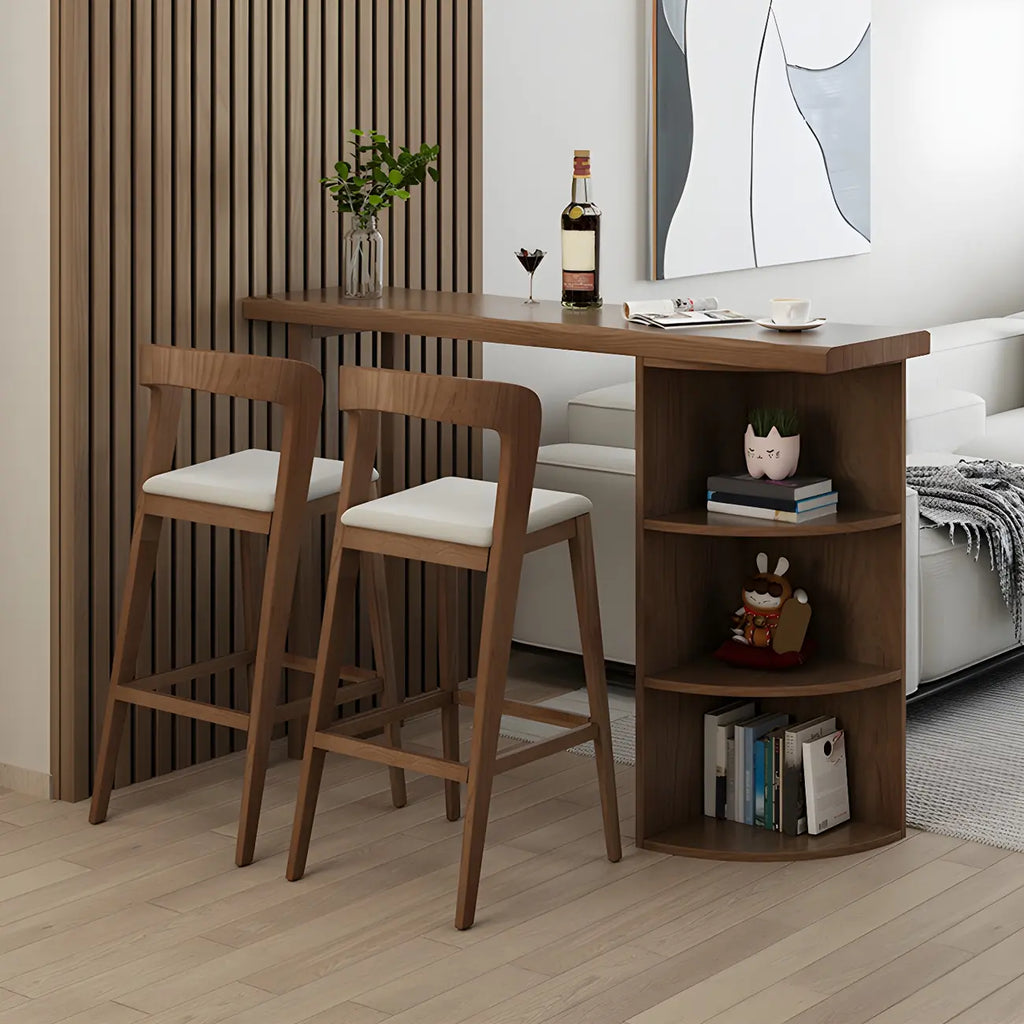 Tables de bar modernes à trois étagères en pin brun pour la maison