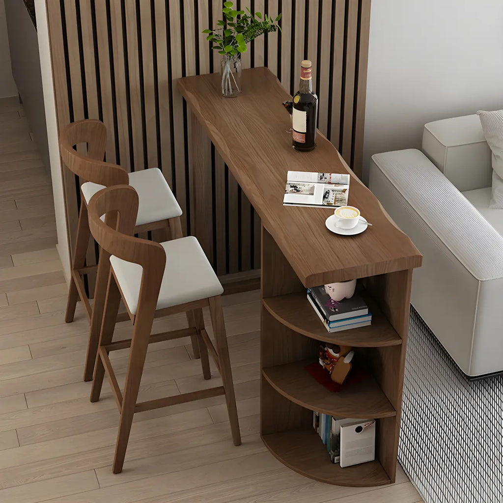 Tables de bar modernes à trois étagères en pin brun pour la maison