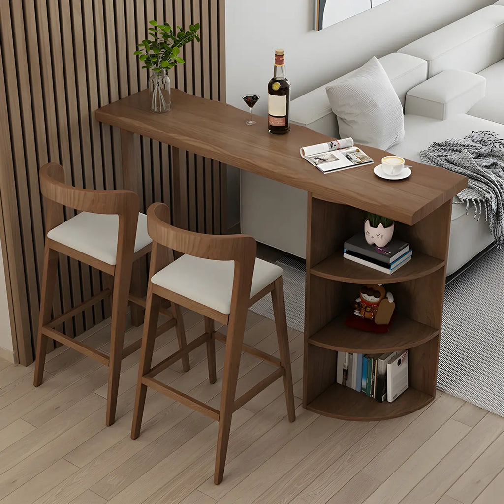 Tables de bar modernes à trois étagères en pin brun pour la maison
