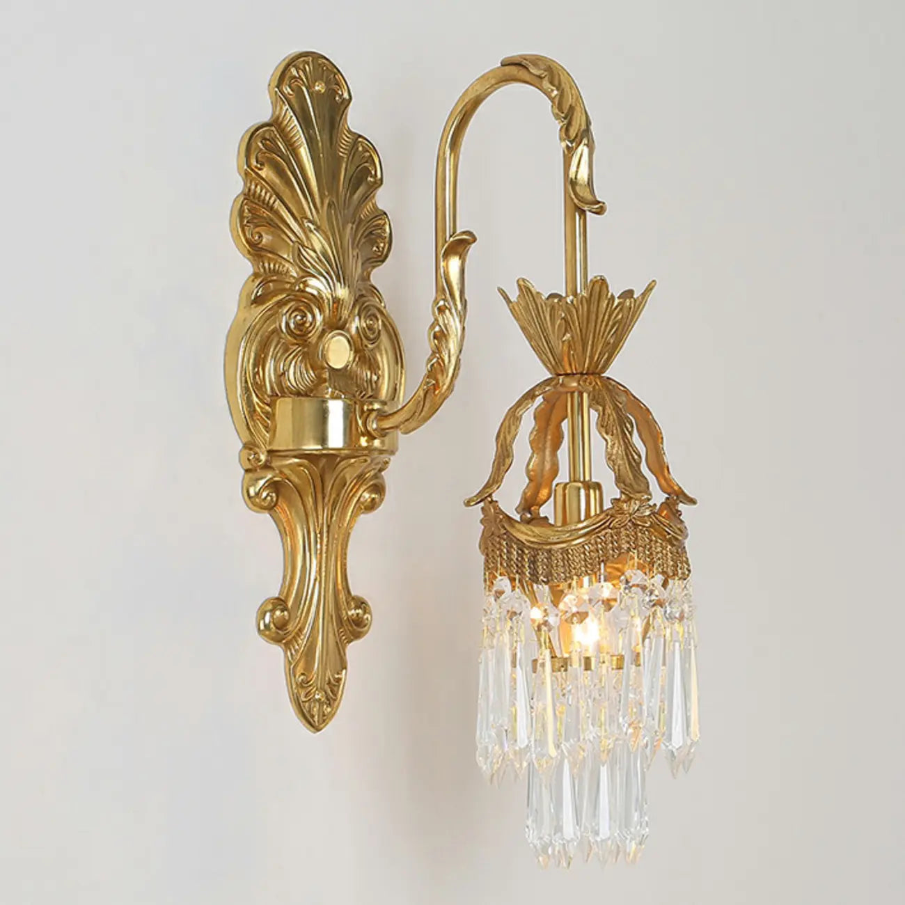 Applique murale d'intérieur vintage en cristal arqué avec double éclairage