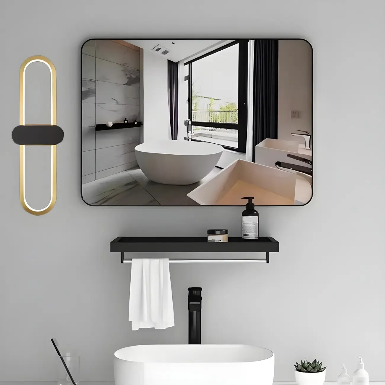Applique murale ovale classique à LED pour salle de bain, avec support mural.