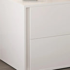 Table de chevet minimaliste à 2 tiroirs en bois blanc pur