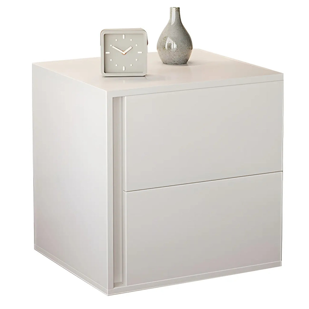 Table de chevet minimaliste à 2 tiroirs en bois blanc pur