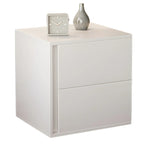 Table de chevet minimaliste à 2 tiroirs en bois blanc pur