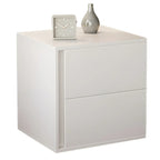 Table de chevet minimaliste à 2 tiroirs en bois blanc pur
