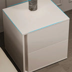 Table de chevet minimaliste à 2 tiroirs en bois blanc pur