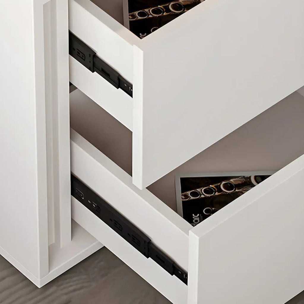 Table de chevet minimaliste à 2 tiroirs en bois blanc pur