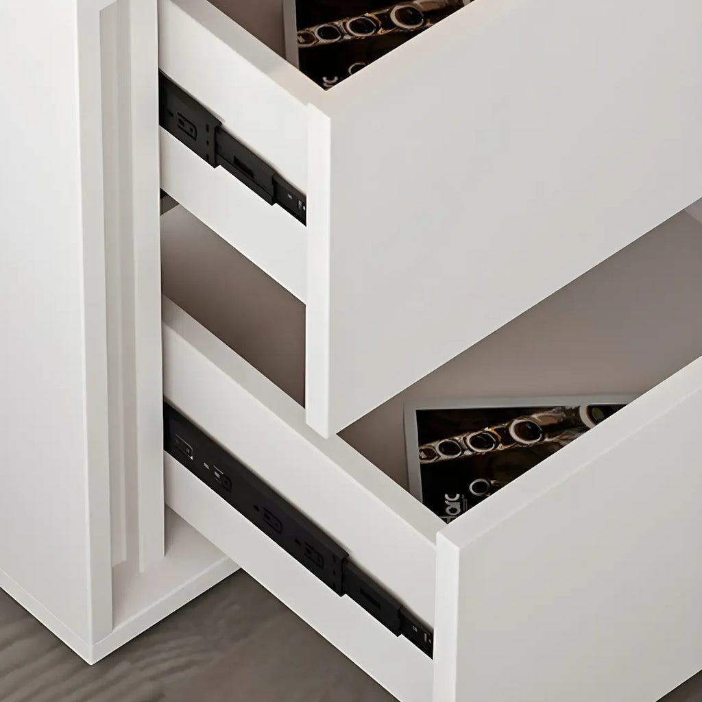 Table de chevet minimaliste à 2 tiroirs en bois blanc pur
