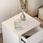 Table de chevet minimaliste à 2 tiroirs en bois blanc pur