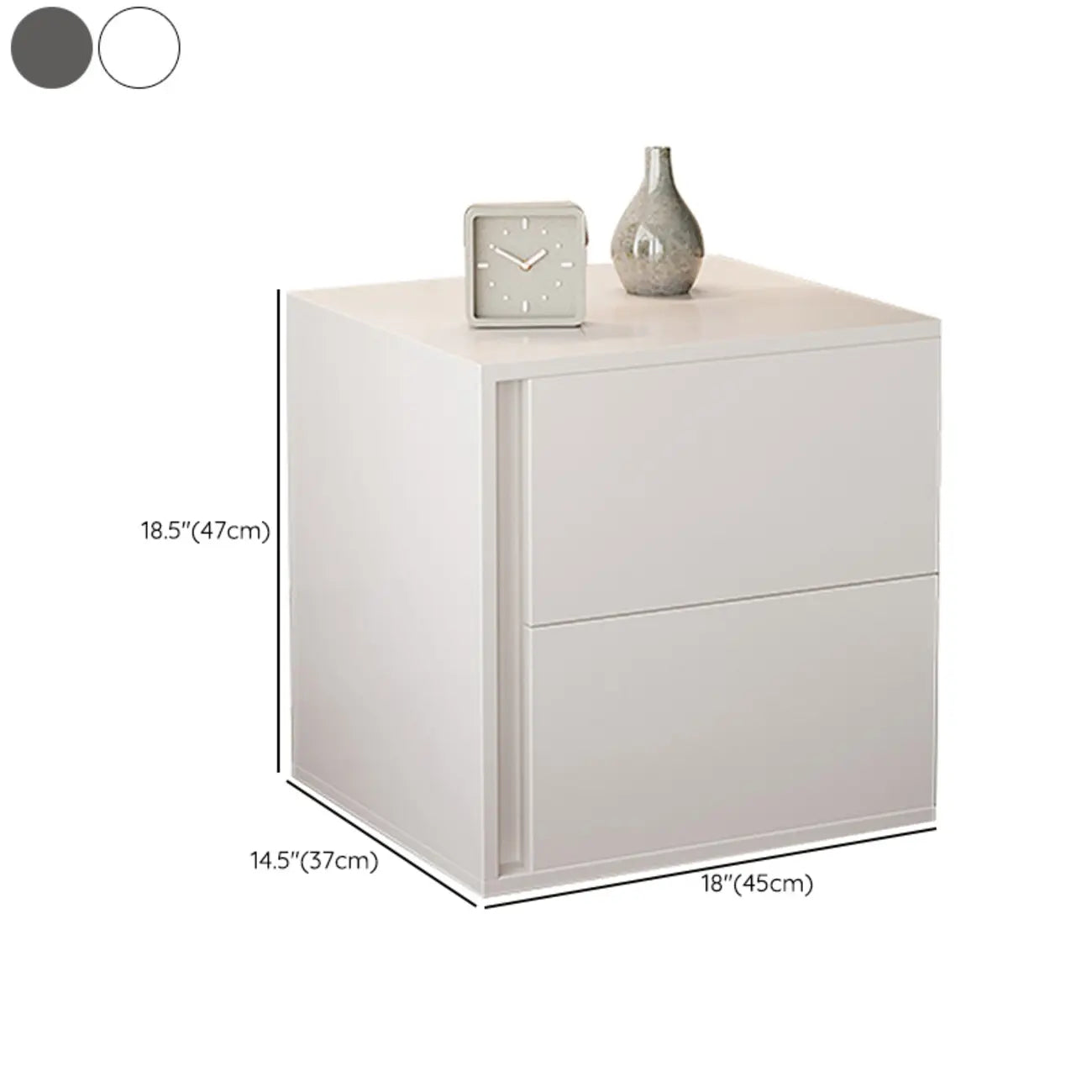 Table de chevet minimaliste à 2 tiroirs en bois blanc pur