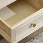 Table de chevet élégante en bois blanc avec tiroir et rangement ouvert