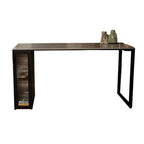 Tables de bar modernes en pierre grise avec base en métal et rangements pour la cuisine