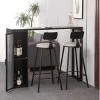 Tables de bar modernes en pierre grise avec base en métal et rangements pour la cuisine