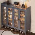Armoire à chaussures élégante en métal gris avec serrure à code pour entrée