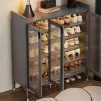 Armoire à chaussures élégante en métal gris avec serrure à code pour entrée