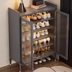 Armoire à chaussures élégante en métal gris avec serrure à code pour entrée