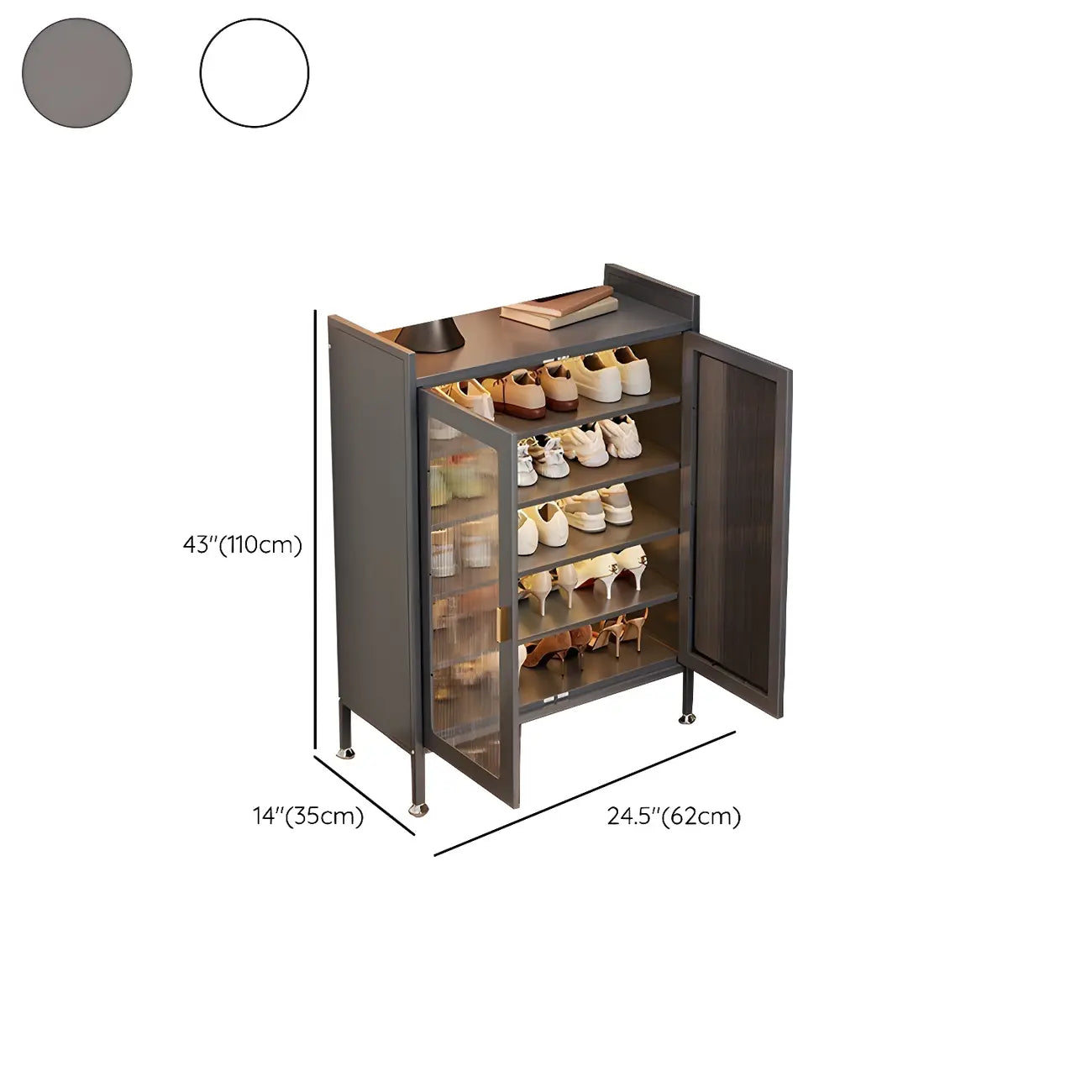 Armoire à chaussures élégante en métal gris avec serrure à code pour entrée