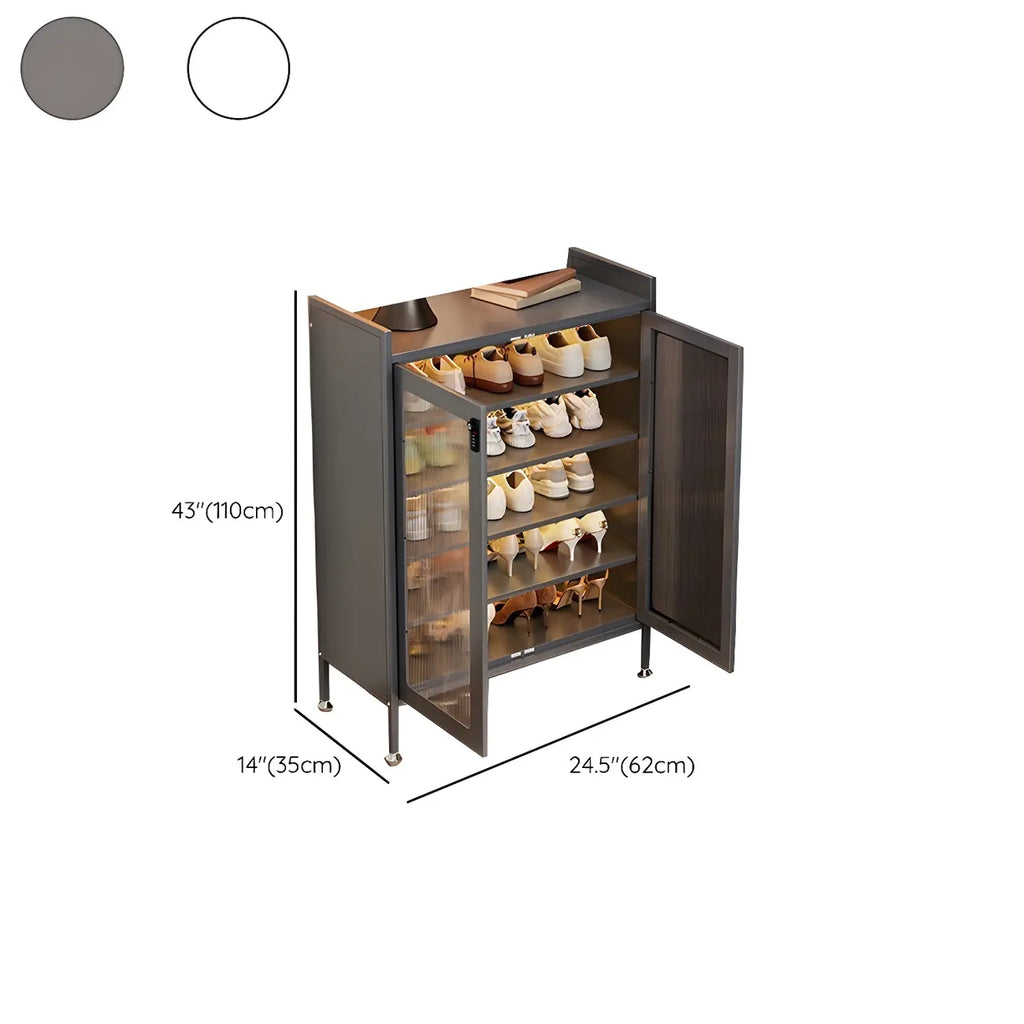 Armoire à chaussures élégante en métal gris avec serrure à code pour entrée