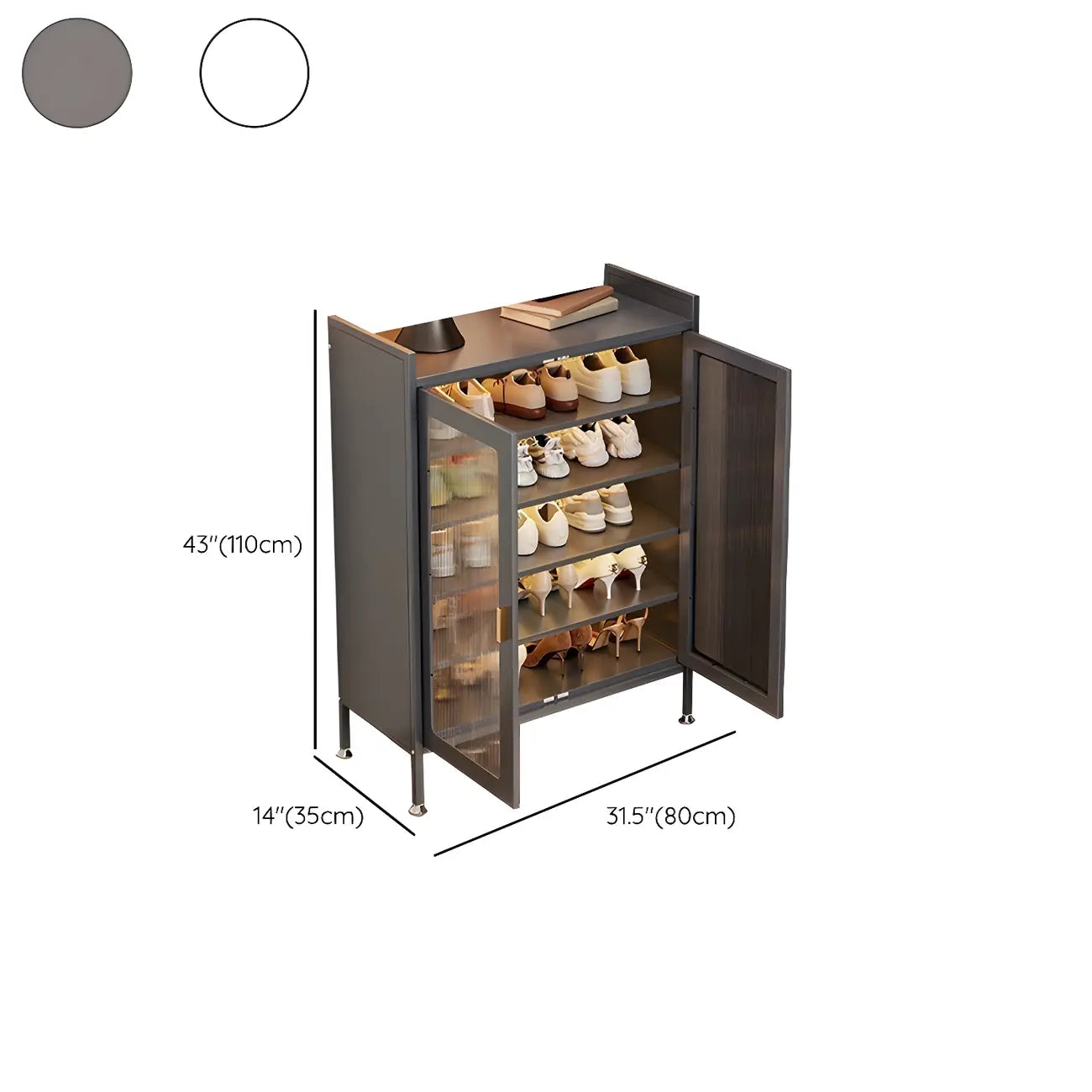 Armoire à chaussures élégante en métal gris avec serrure à code pour entrée