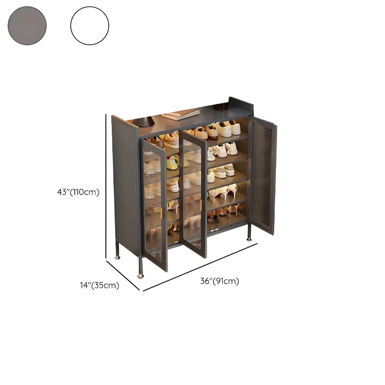 Armoire à chaussures élégante en métal gris avec serrure à code pour entrée