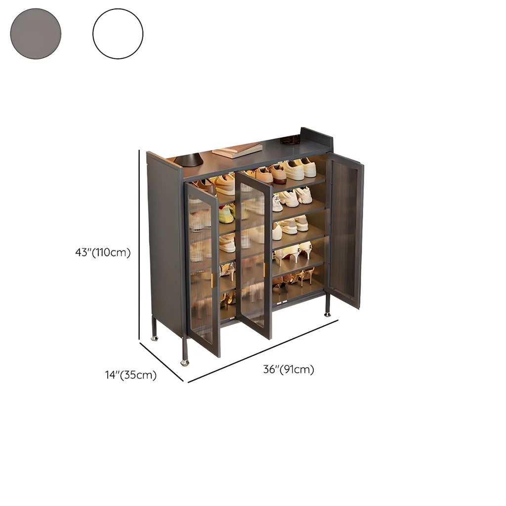 Armoire à chaussures élégante en métal gris avec serrure à code pour entrée