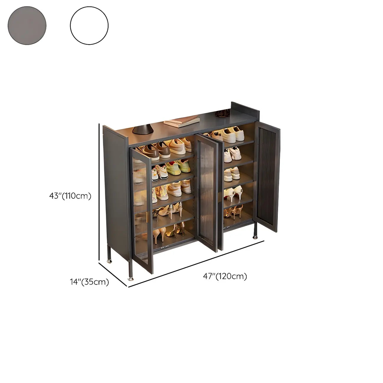 Armoire à chaussures élégante en métal gris avec serrure à code pour entrée