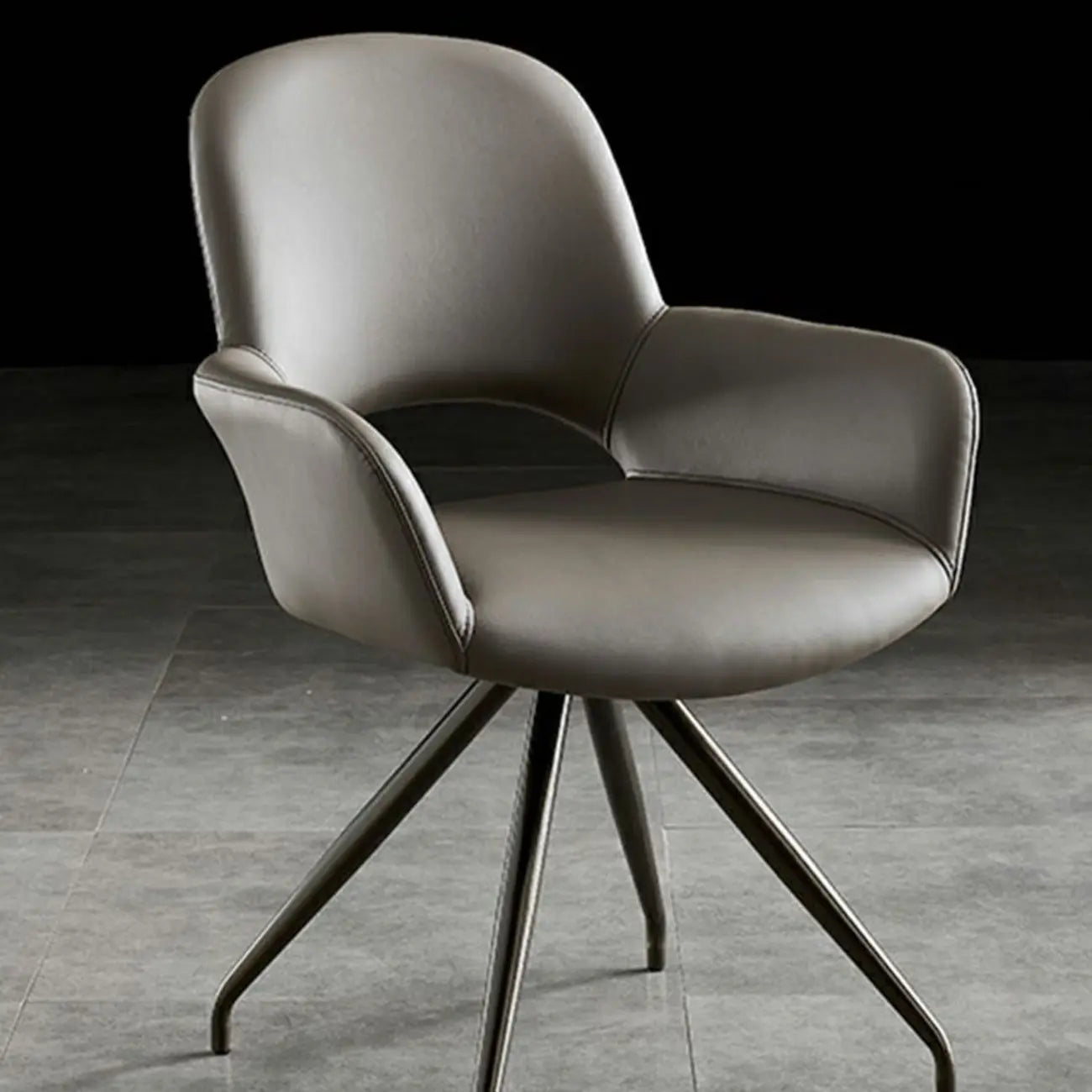 Chaise de salle à manger pivotante en similicuir gris