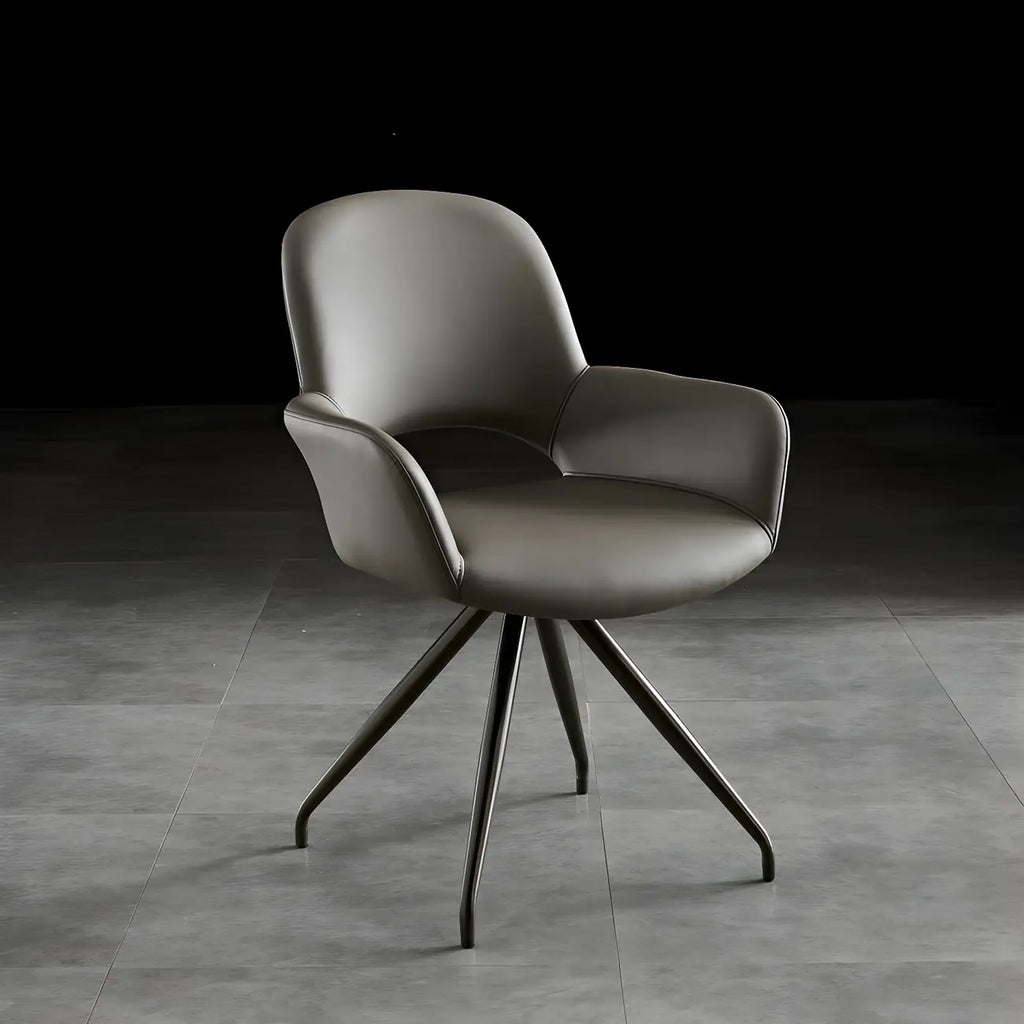 Chaise de salle à manger pivotante en similicuir gris