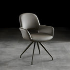 Chaise de salle à manger pivotante en similicuir gris