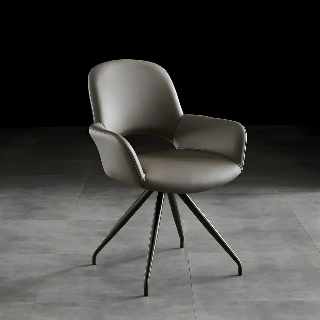 Chaise de salle à manger pivotante en similicuir gris