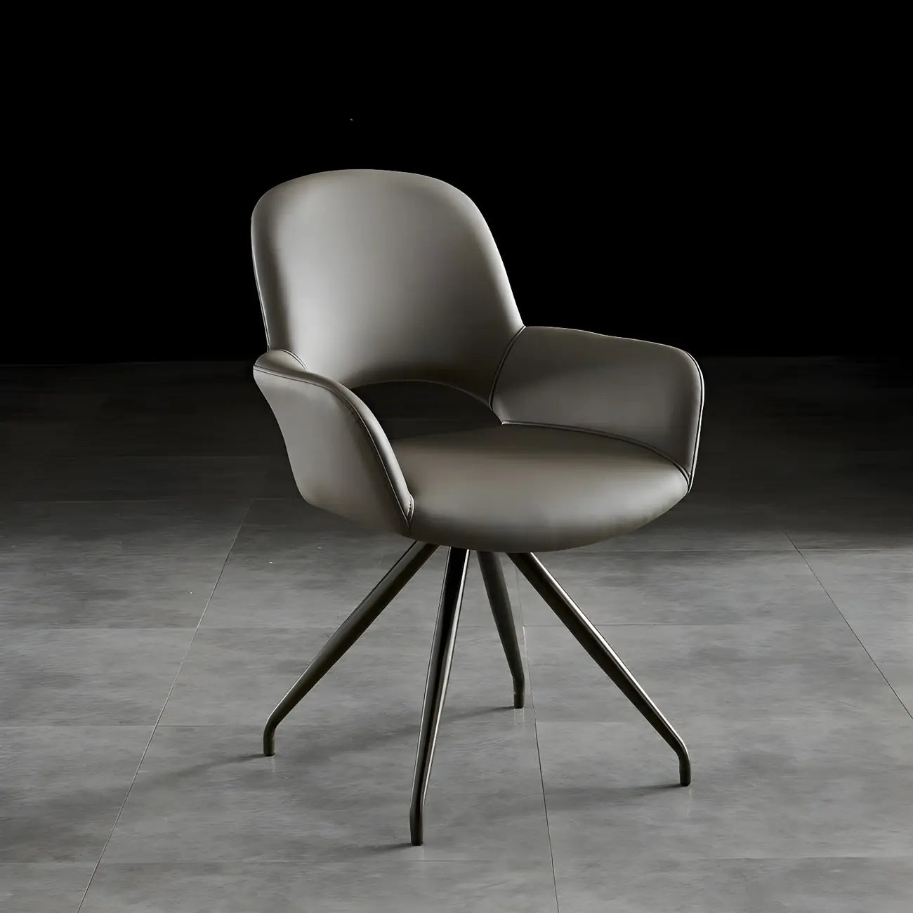 Chaise de salle à manger pivotante en similicuir gris