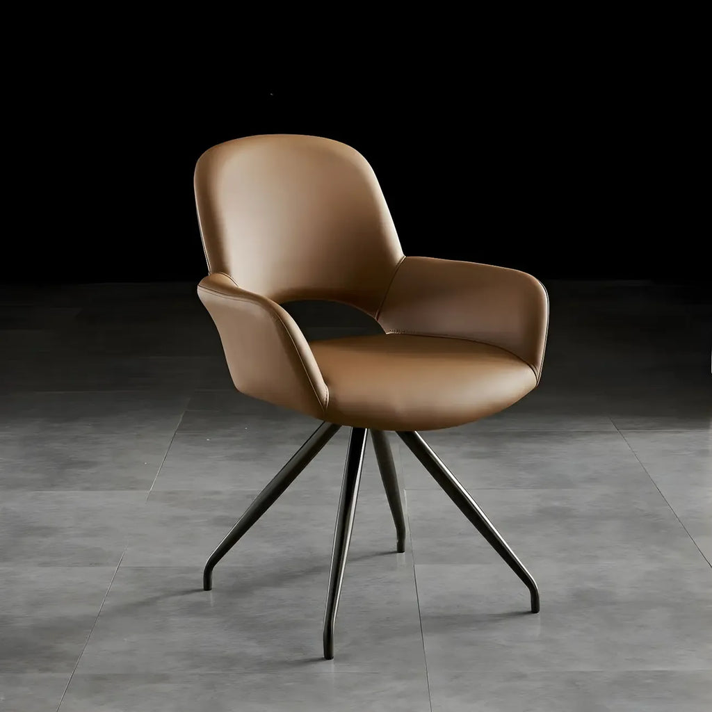 Chaise de salle à manger pivotante en similicuir gris