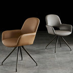 Chaise de salle à manger pivotante en similicuir gris