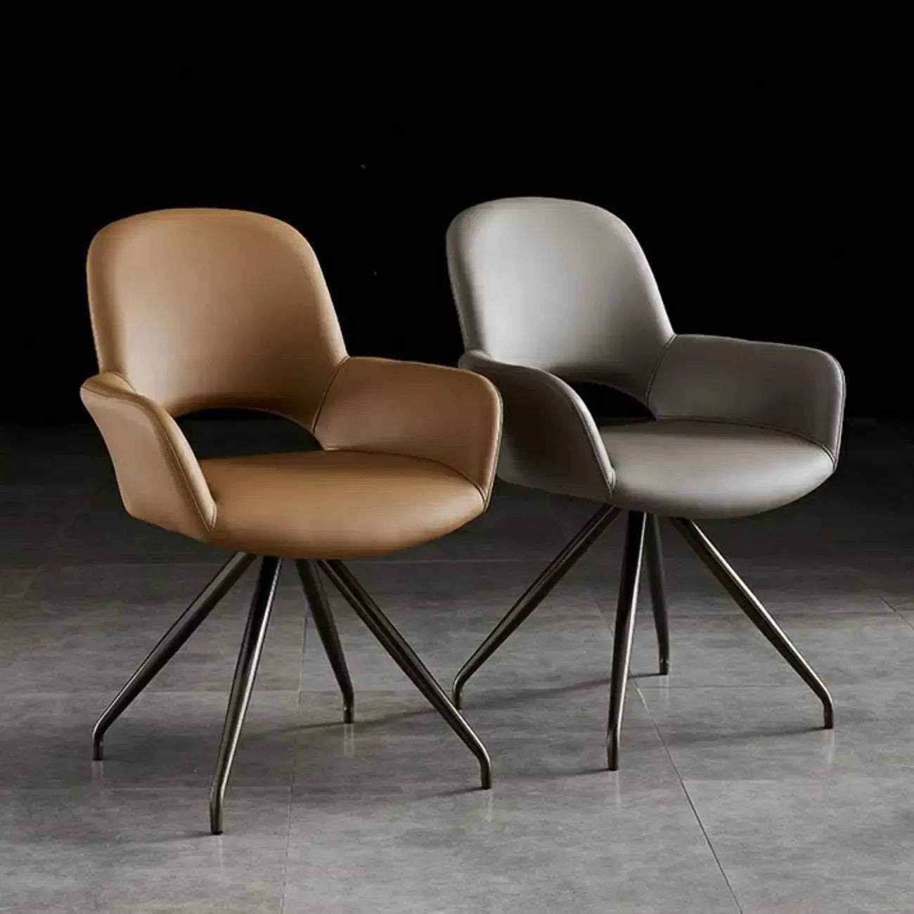 Chaise de salle à manger pivotante en similicuir gris