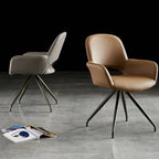 Chaise de salle à manger pivotante en similicuir gris