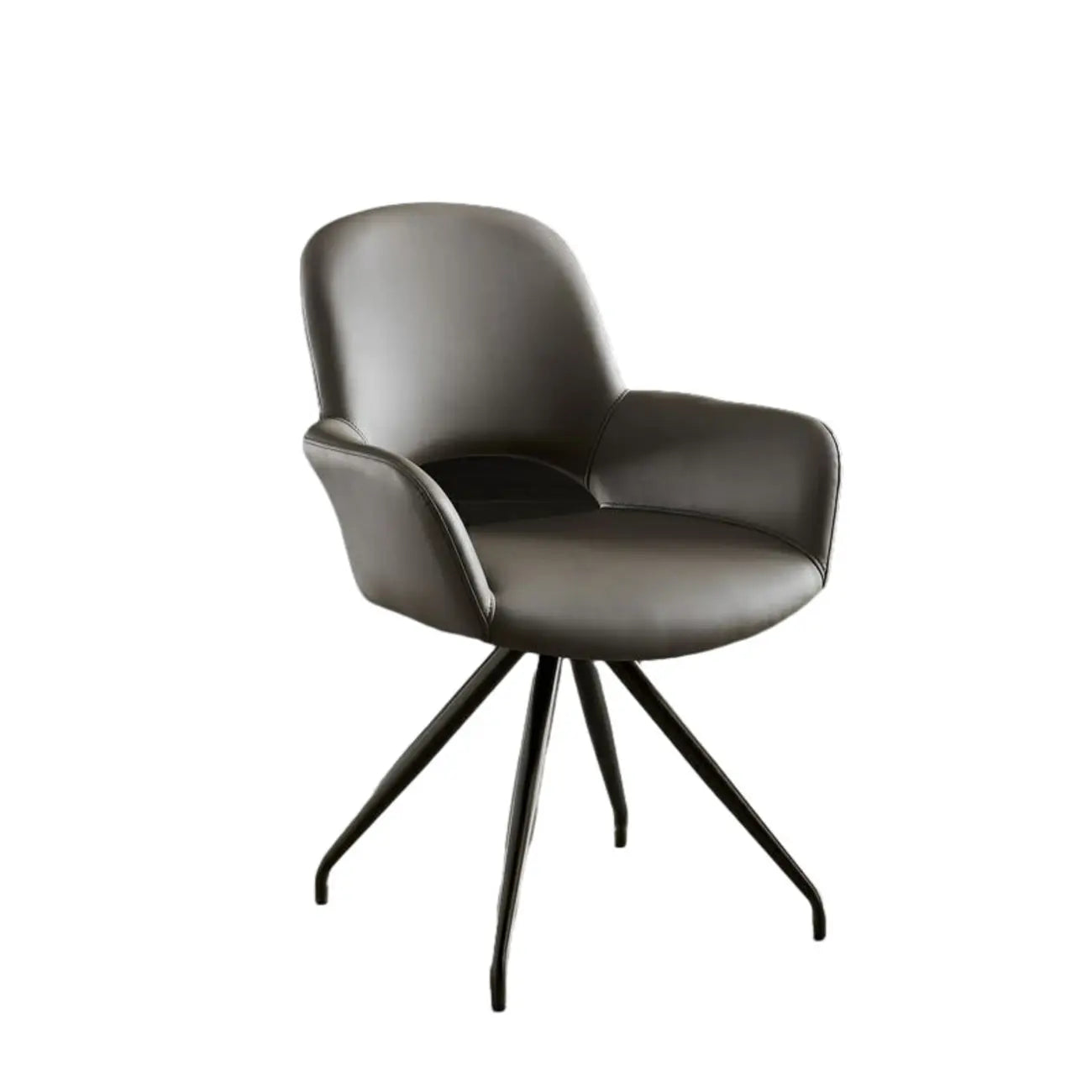 Chaise de salle à manger pivotante en similicuir gris