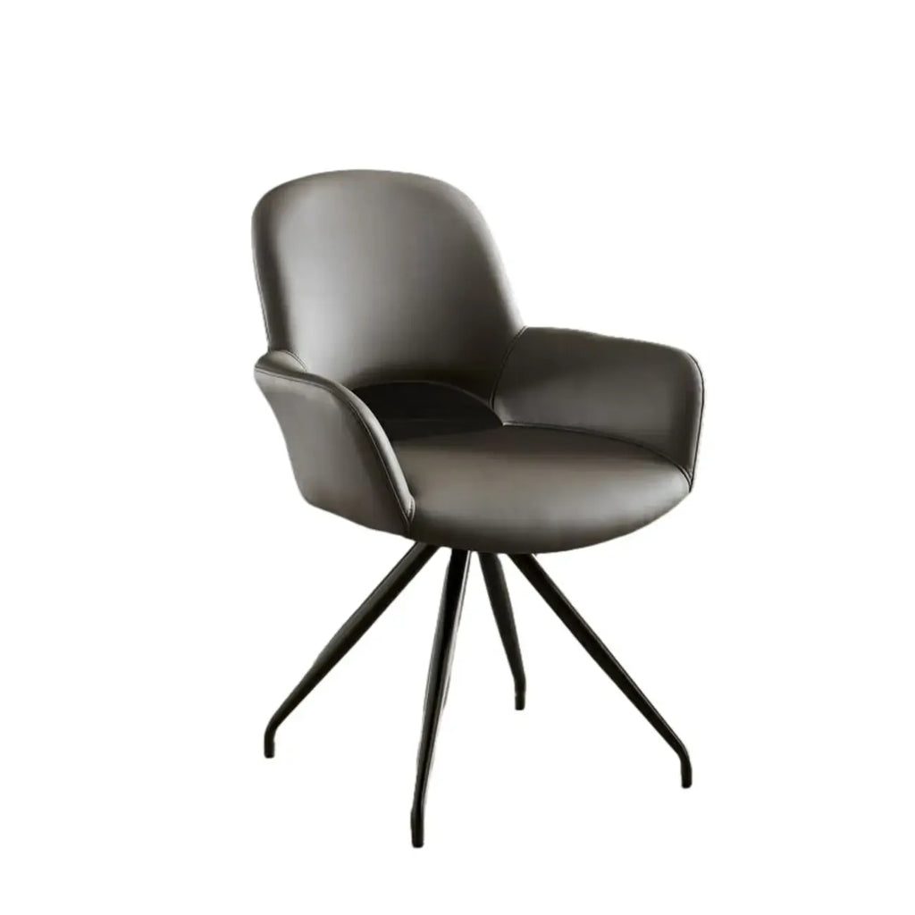 Chaise de salle à manger pivotante en similicuir gris