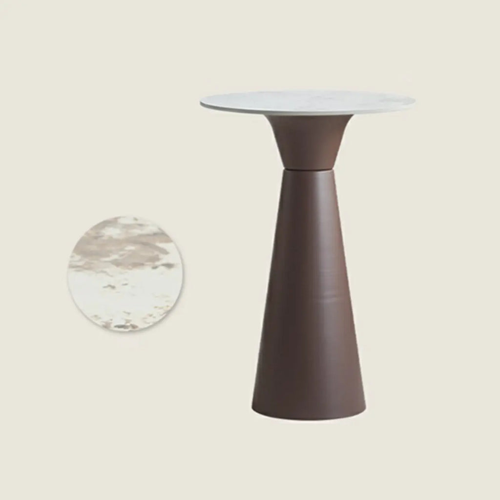 Élégante table de bar ronde sur piédestal en marbre blanc