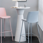 Élégante table de bar ronde sur piédestal en marbre blanc
